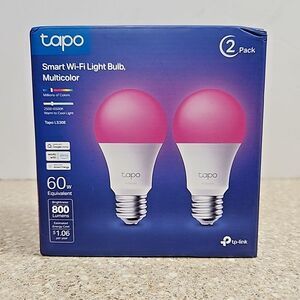 2 Pack Tapo Smart WiFi Light Bulb Multicolor 60w New 800 lumens tp link
